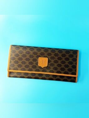 Celine Paris Long Wallet Macadam Brown Cards Pouch Bill Compartment Luxury